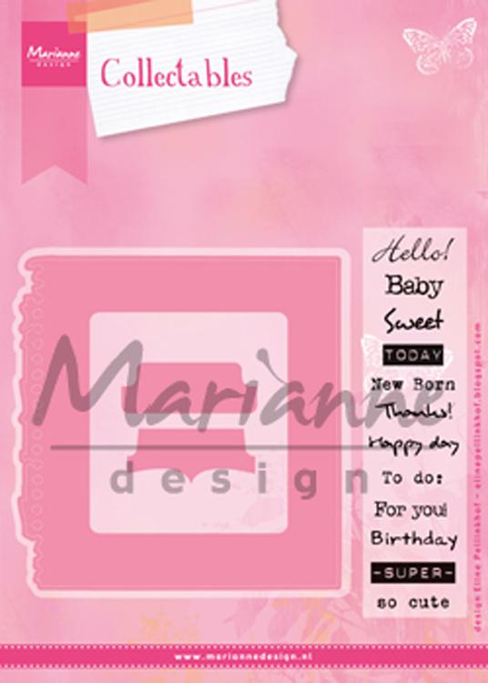Marianne Design: Collectables Die & Stamp Set - Tab with Text-1