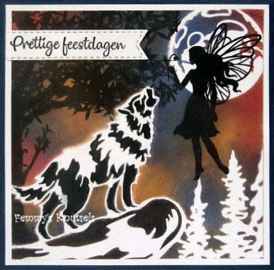 Stencil A6 For Magnetic Colour Set Christmas Time Wolf-2