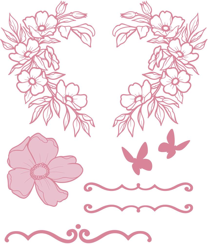 Couture Creations Wreathed Florals Stamp Set-1
