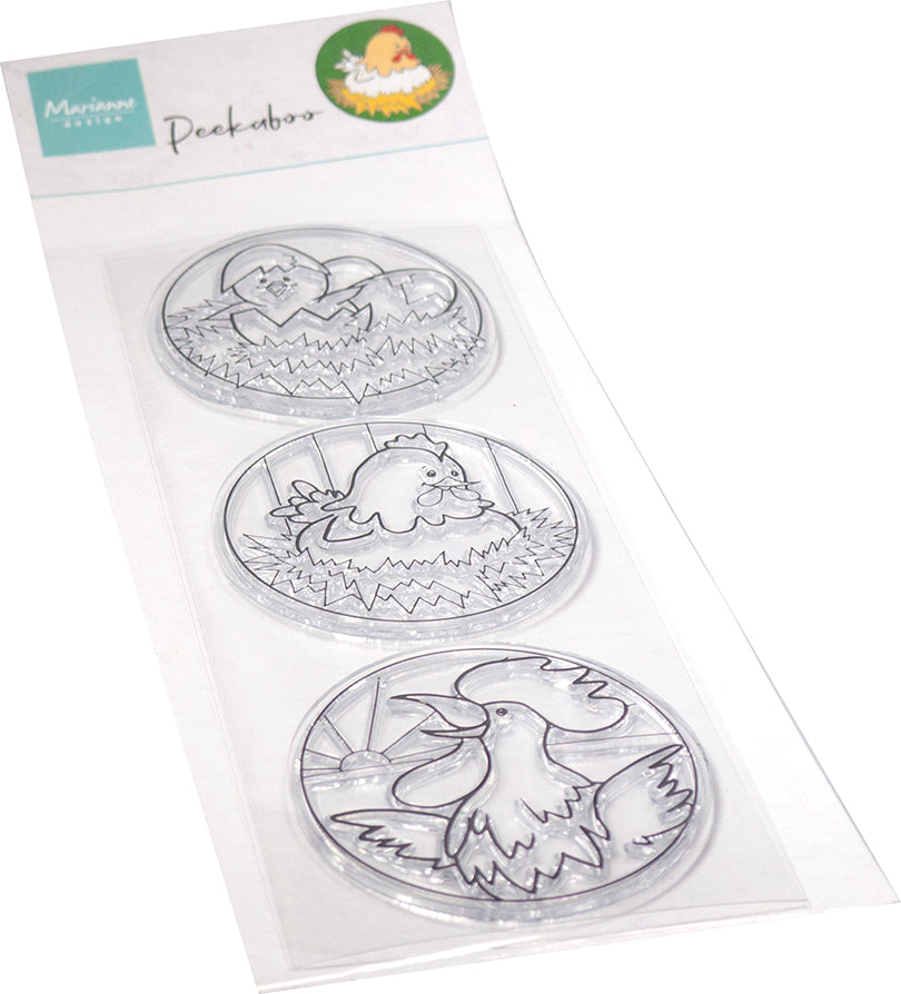 Marianne Design Clear Stamp - Hetty's Peek-A-Boo Chicken Family-1