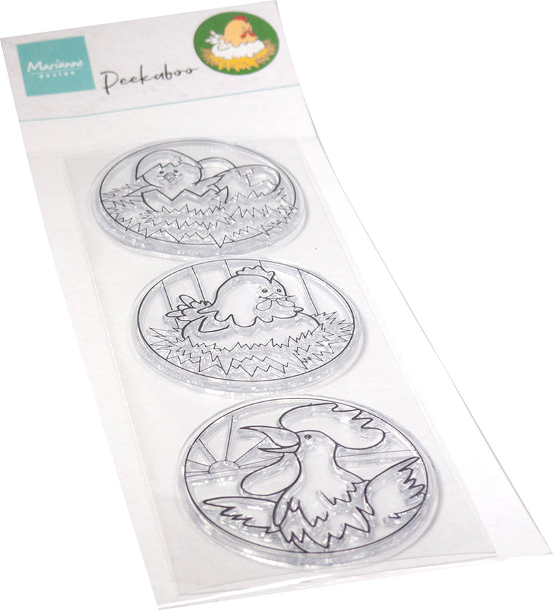 Marianne Design Clear Stamp - Hetty's Peek-A-Boo Chicken Family-1