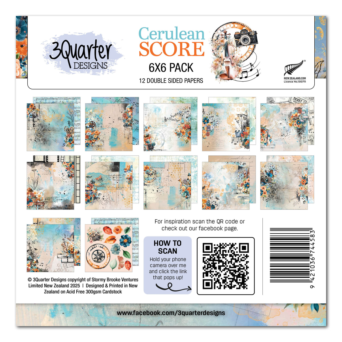 3Quarter Designs Cerulean Score 6x6 Paper Pack-1