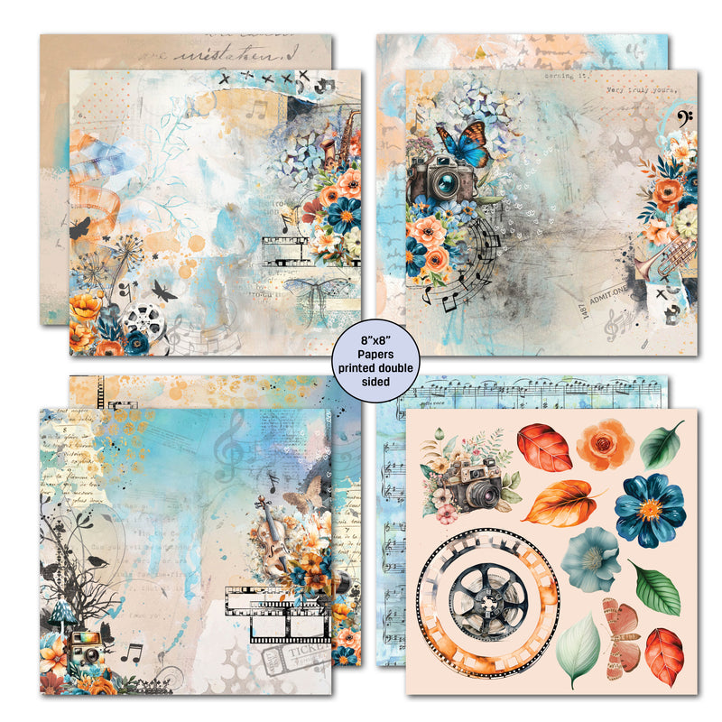 3Quarter Designs Cerulean Score 8x8 Paper Pack-4
