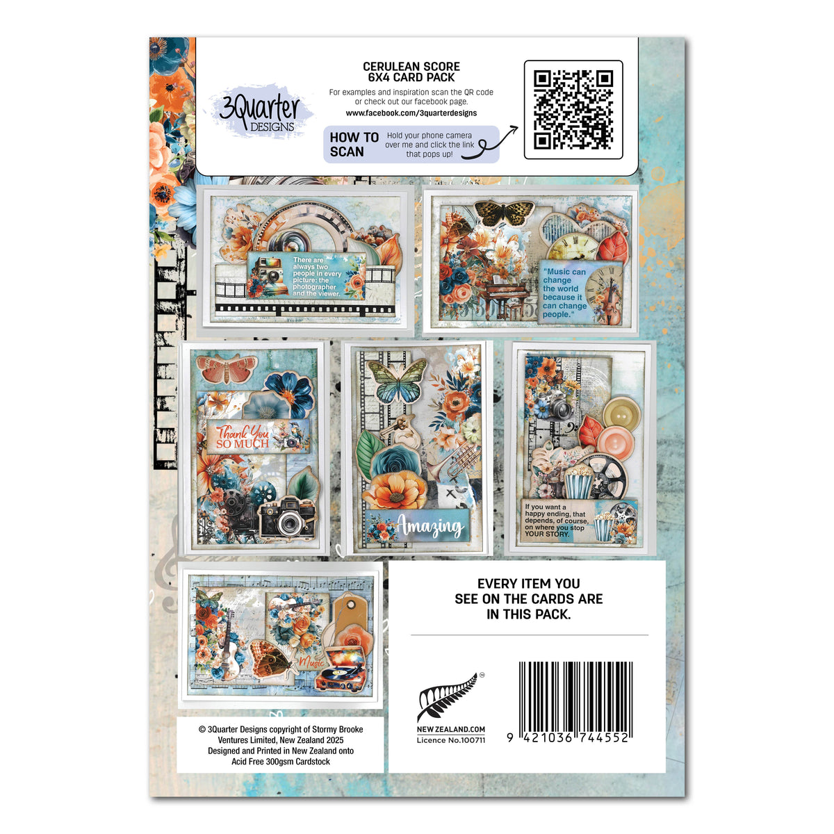 3Quarter Designs Cerulean Score 6x4 Card Pack-2