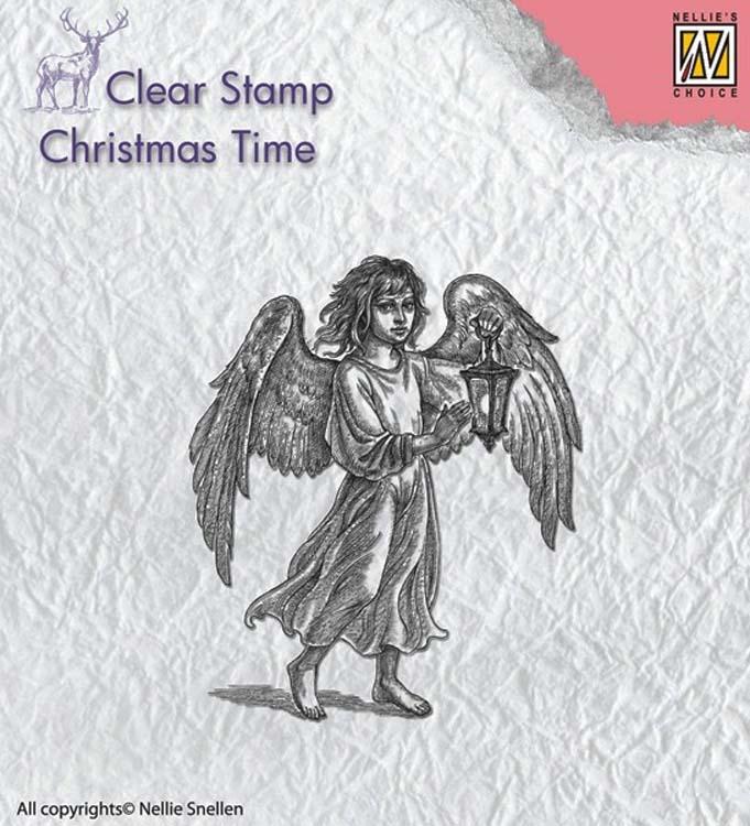 Nellie's Choice Clear Stamp Christmas Time - Angel with Lantern-1