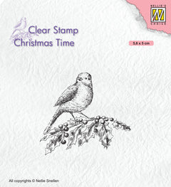 Christmas Time Clear Stamp Bird on Branch-1