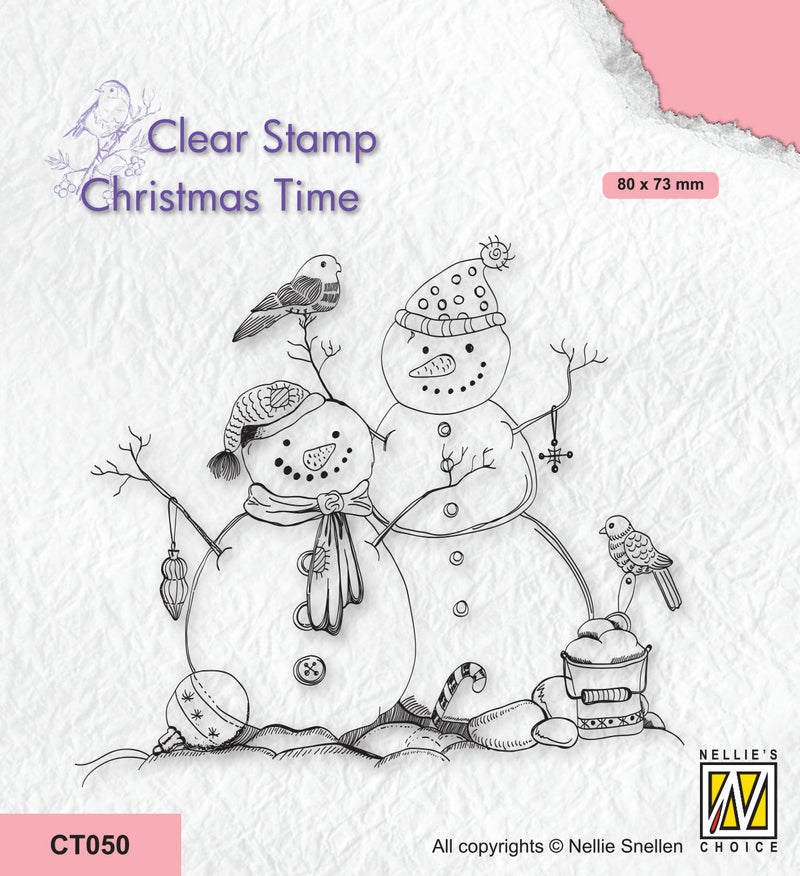 Nellie's Choice Clear Stamp - Christmas Time - Snowmen-1
