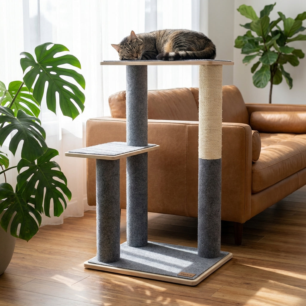 Noba Modern Plywood 2-Level Cat Tree-2