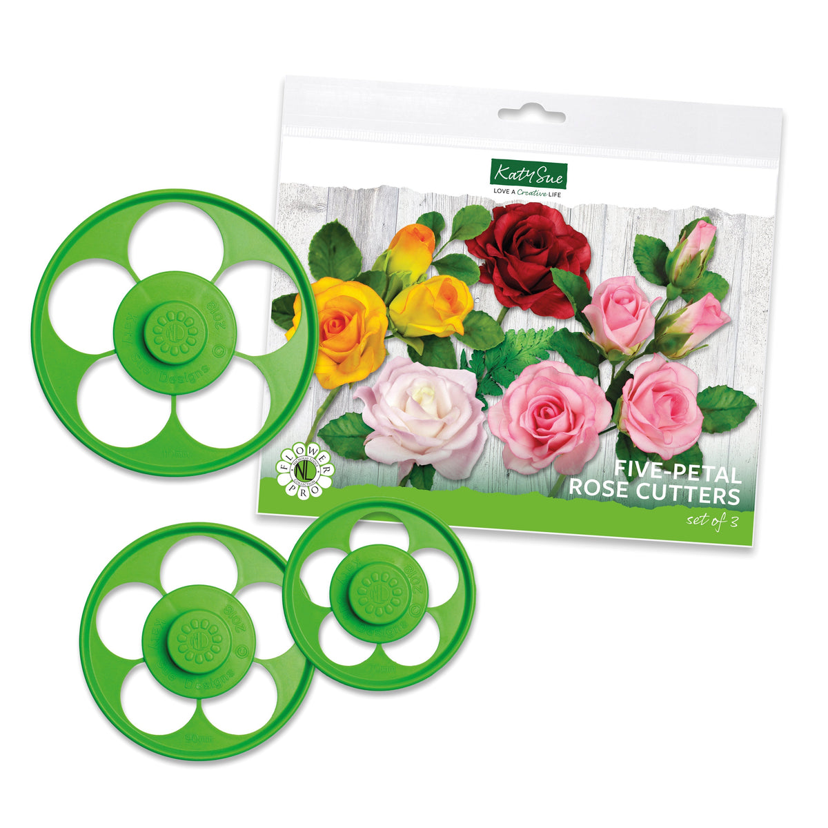 Emporte-pièces Rose cinq pétales Flower Pro - Lot de 3-1