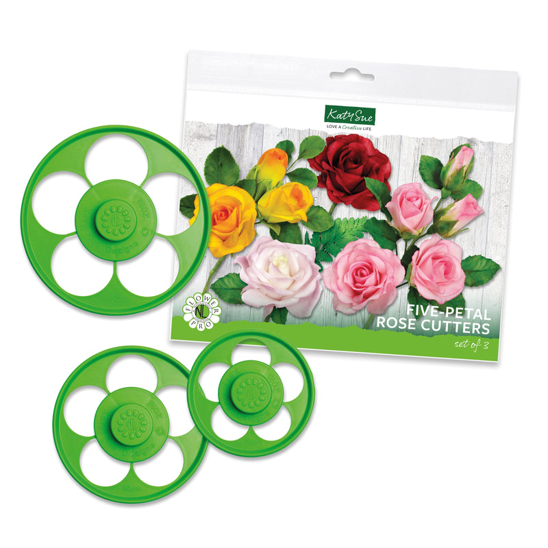 Emporte-pièces Rose cinq pétales Flower Pro - Lot de 3-1