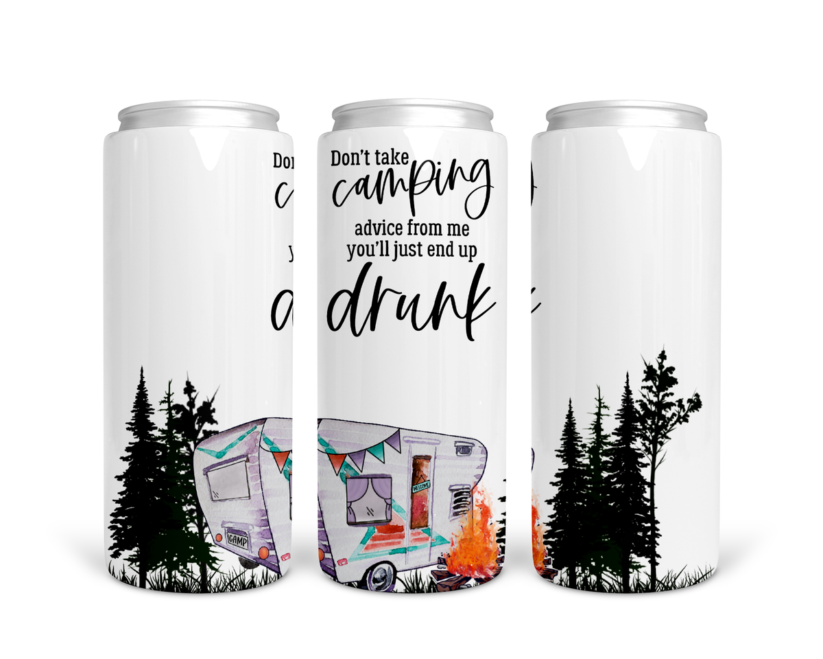 Camping Advice Tall Boy Can Stainless Steel Koozie-1