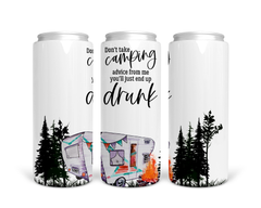 Camping Advice Tall Boy Can Stainless Steel Koozie-1