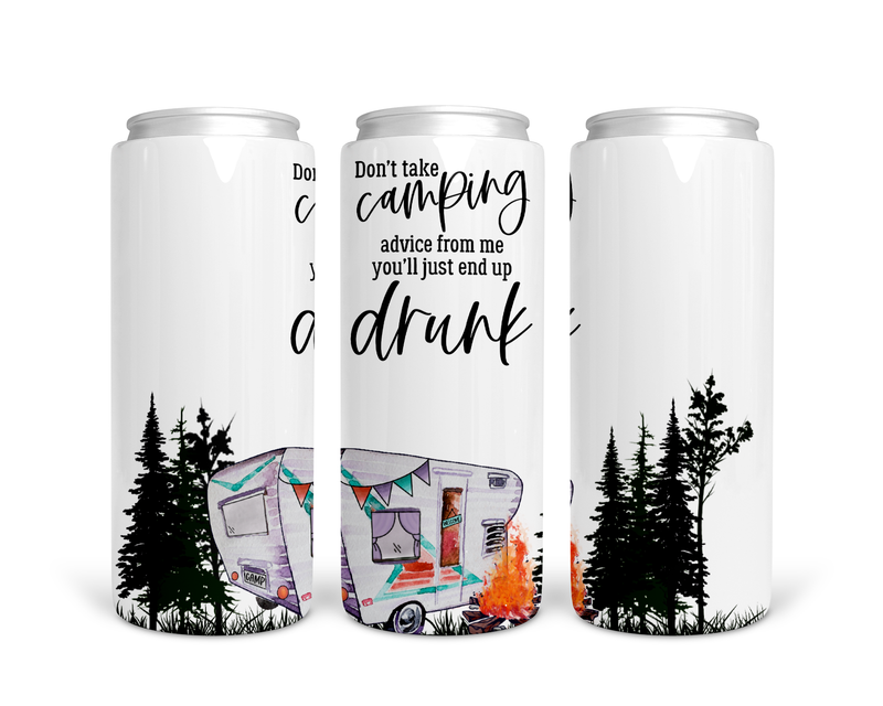 Camping Advice Tall Boy Can Stainless Steel Koozie-1