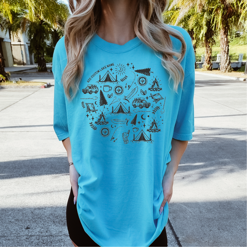 Camping Icons Personalized T-shirt | Lake Shirt | Custom Clothing-2