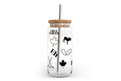 Canada Pattern Glass Can with Bamboo Lid-1