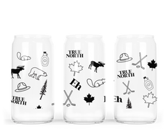 Canada Pattern Glass Can with Bamboo Lid-2