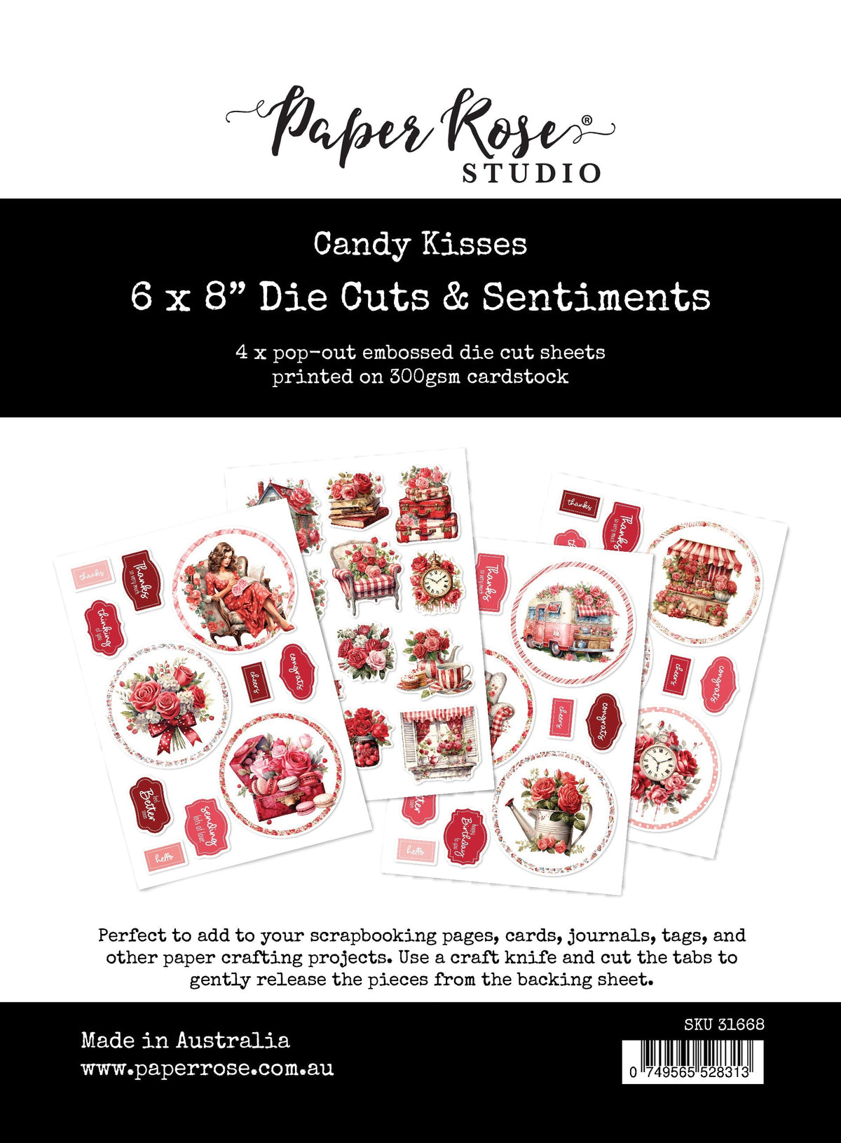 Die-Cuts et Mots Tendres Baisers 15x20 cm 31668