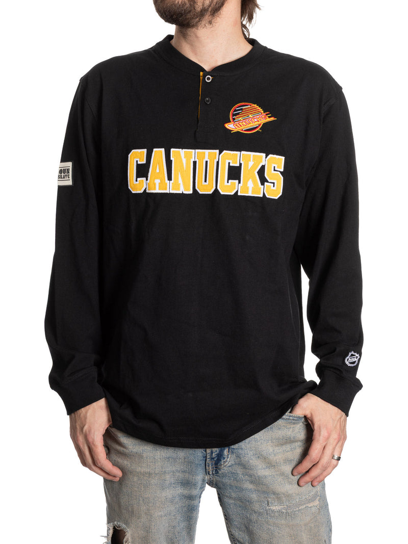 Retro Vancouver Canucks Long Sleeve Henley-1