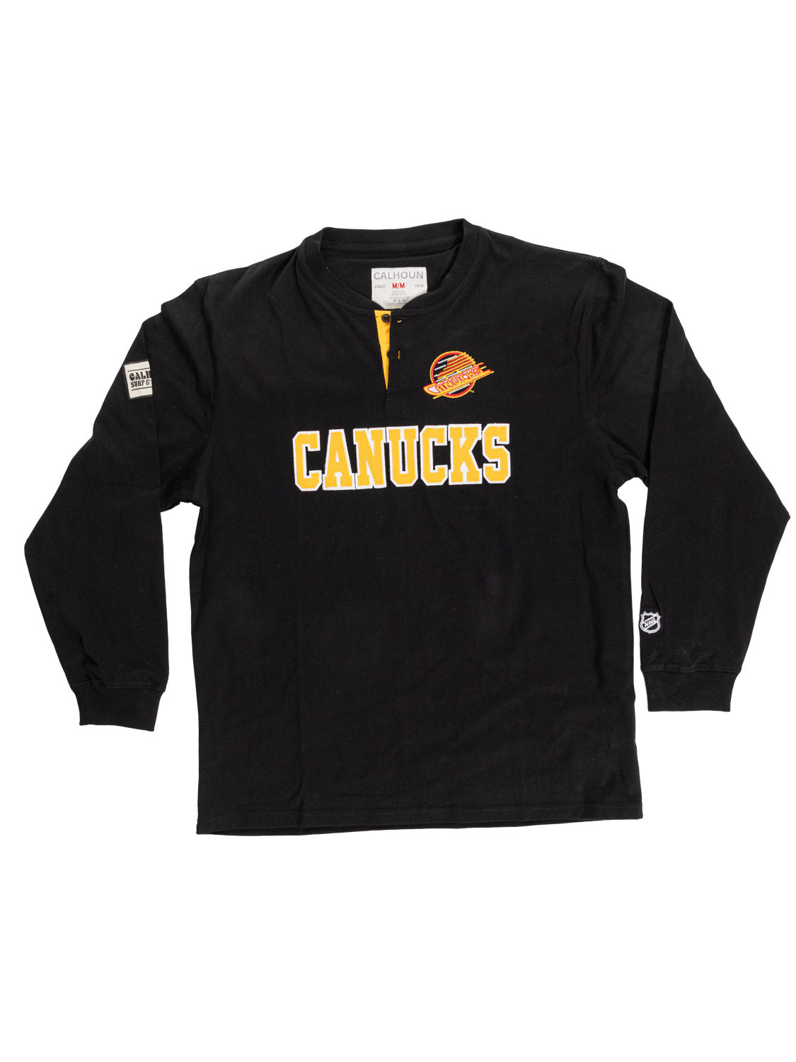 Retro Vancouver Canucks Long Sleeve Henley-4