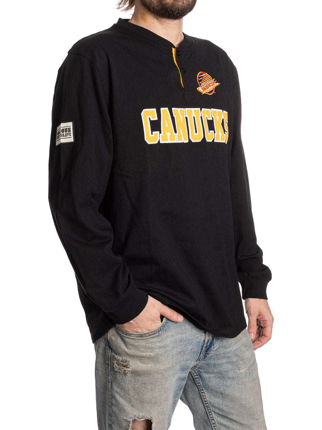Retro Vancouver Canucks Long Sleeve Henley-5