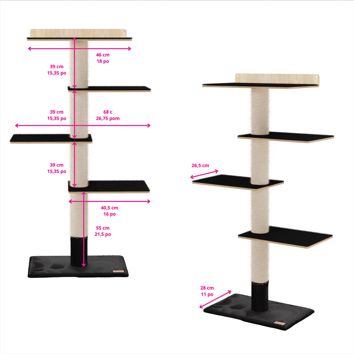 72 inches Wall Mounted Cat Tower - Perfect for small spaces-13