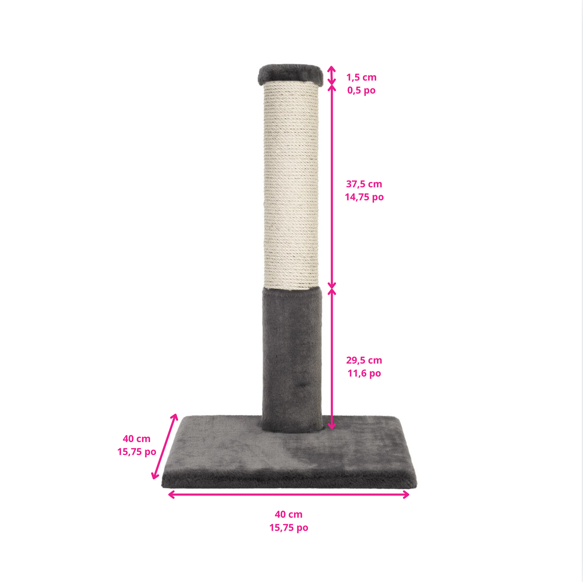 Noba Classic 28" Scratching Post - Grey Faux Fur-7