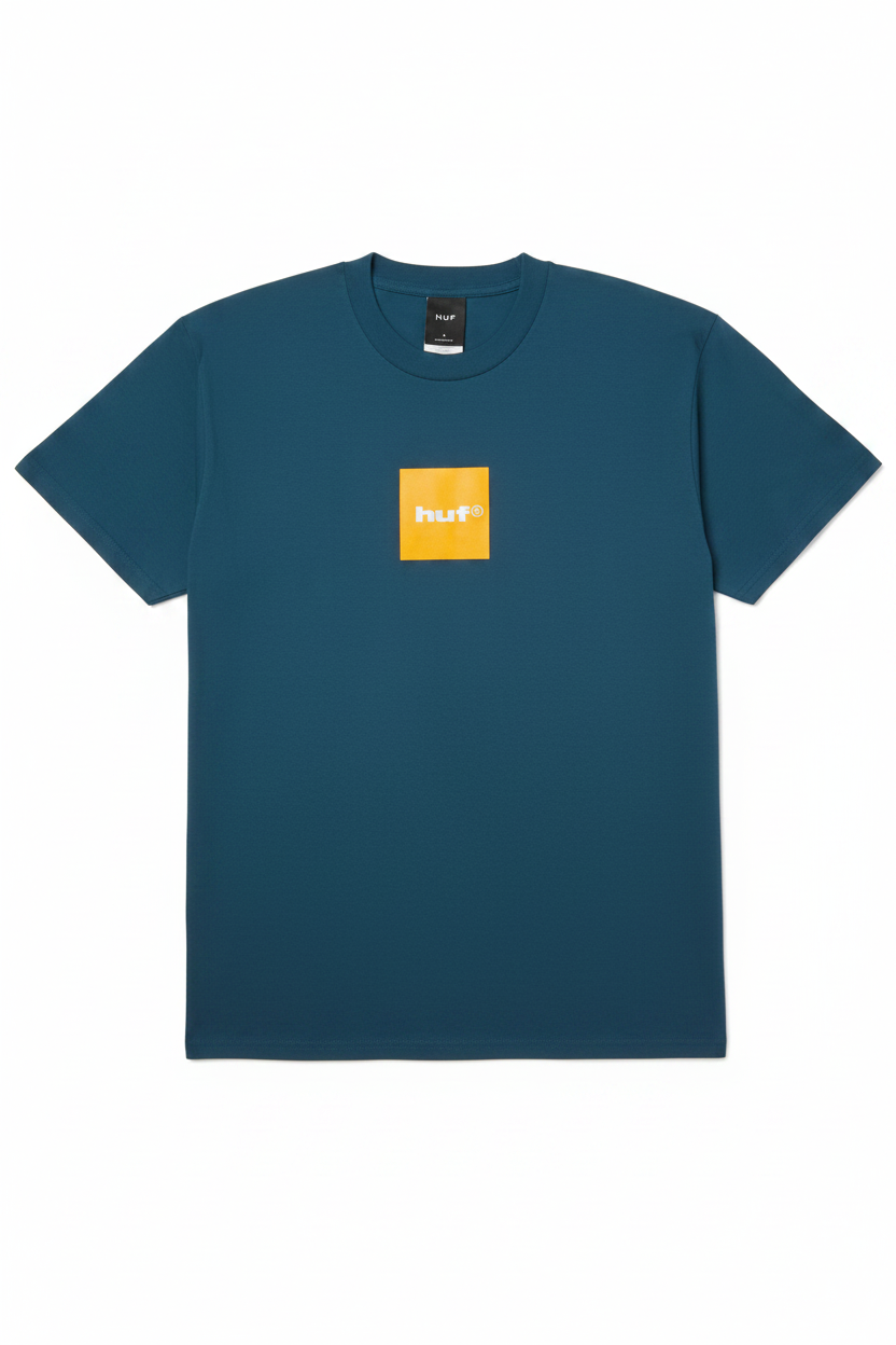 HUF 'Box Logo' Tee - Navy/Orange-1