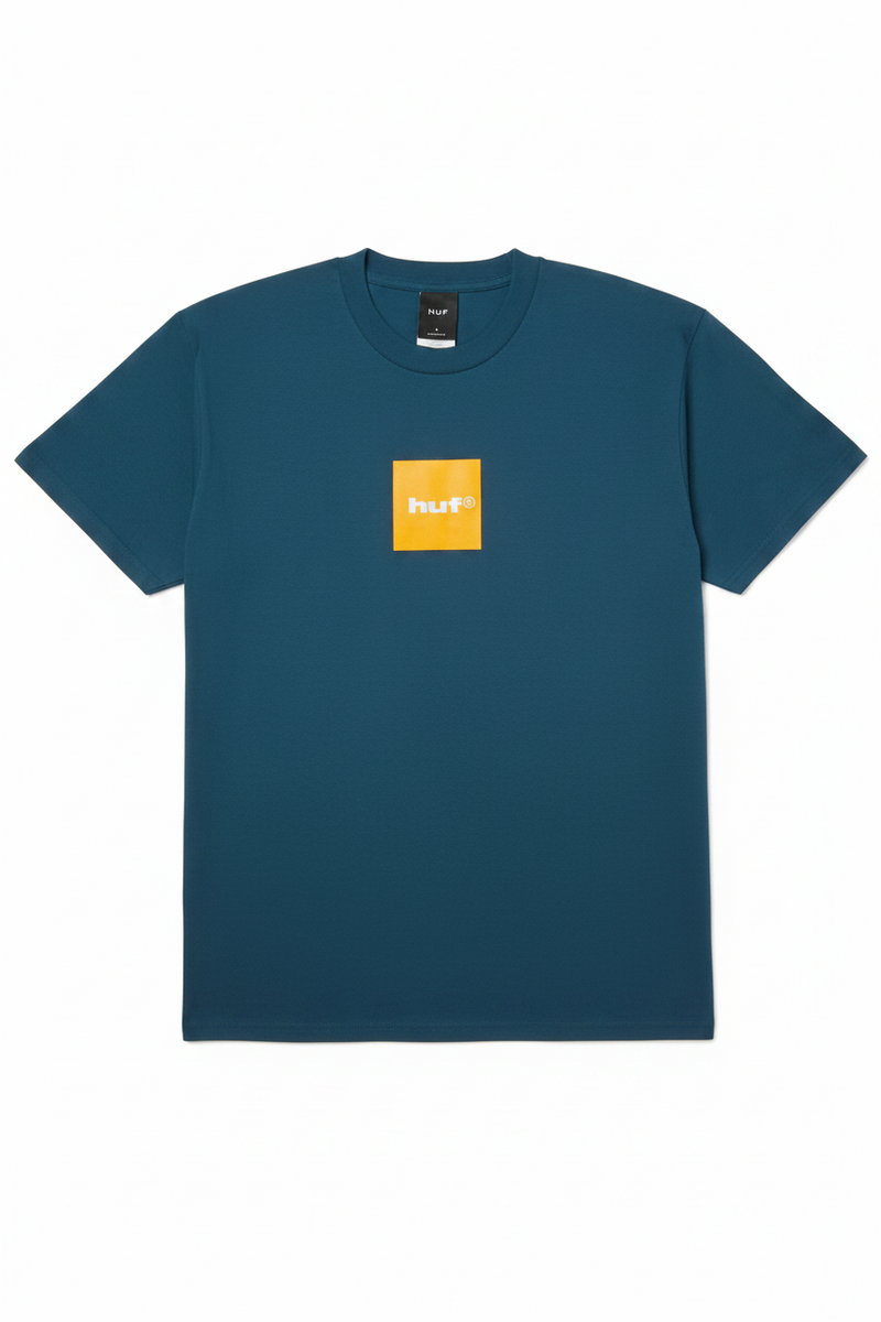 HUF 'Box Logo' Tee - Navy/Orange-1