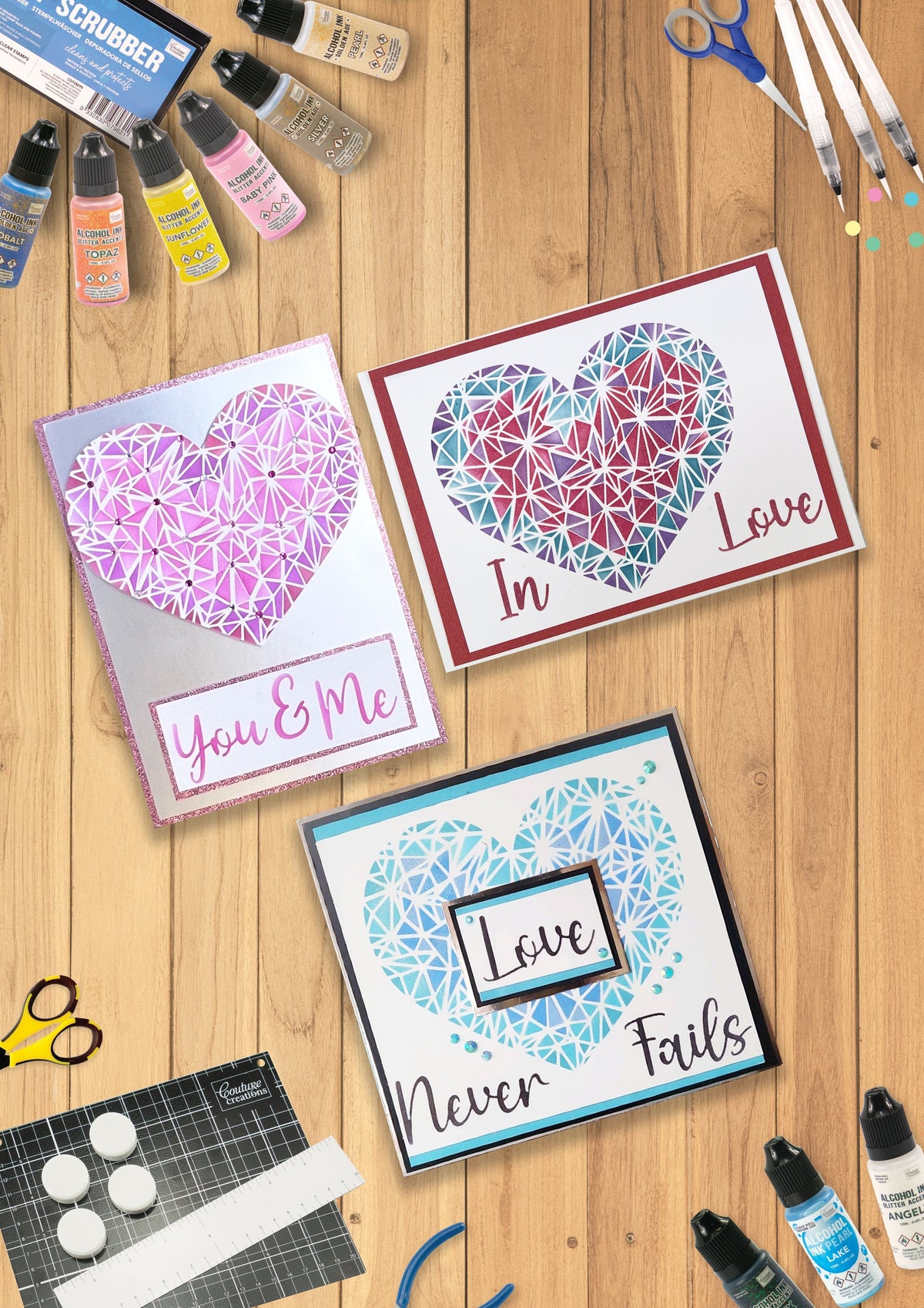 Geometric Heart Stencil Set (4pc)-3
