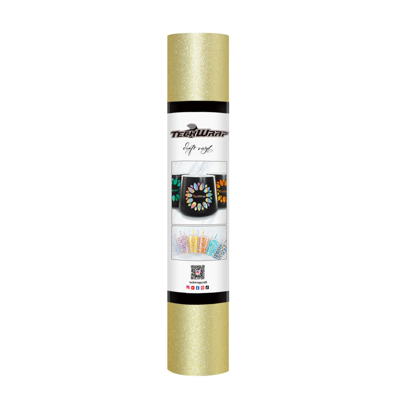 TeckWrap Glitter Adhesive Vinyl- Champagne Gold | Durable & Easy-to-Cut | Perfect for Craft Projects!-1