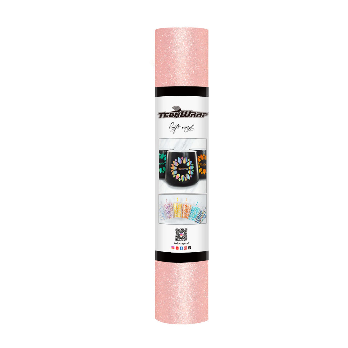 TeckWrap Glitter Adhesive Vinyl- Champane Pink | Durable & Easy-to-Cut | Perfect for Craft Projects!-1