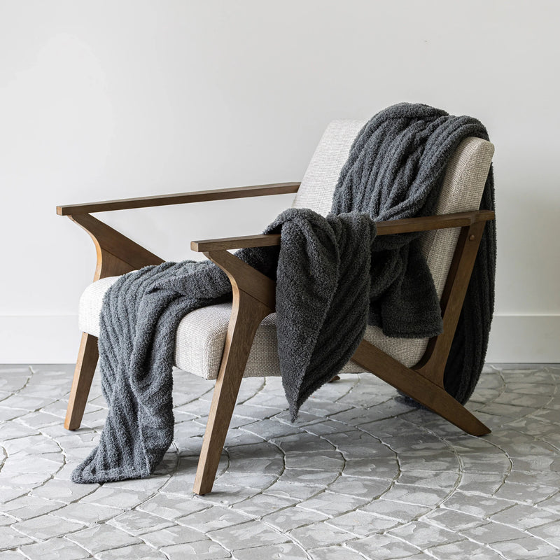 Charcoal Ribbed Extended Throw-1