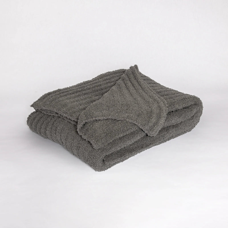 Charcoal Ribbed Extended Throw-8