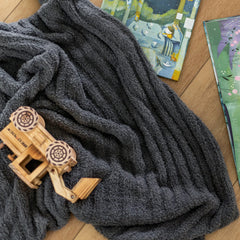 Ribbed Charcoal Toddler Blanket-5