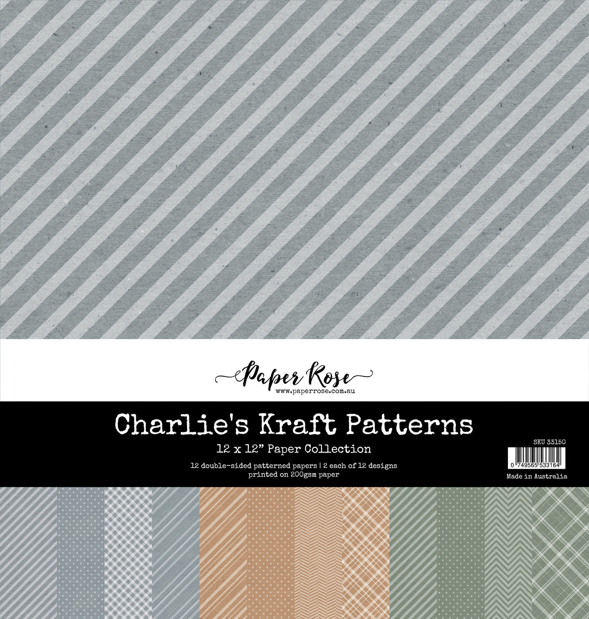Charlie's Kraft Patterns 12x12 Paper Collection 33150-1