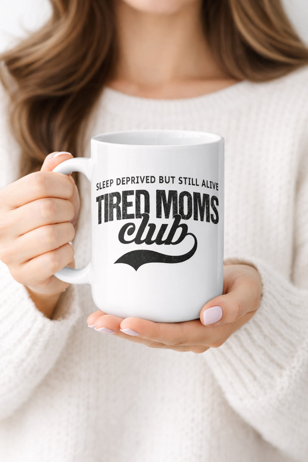 Tired Moms Club Mug — Funny Sleep Deprived Mom Coffee Mug, New Mom Gift, 15oz Ceramic Cup-1