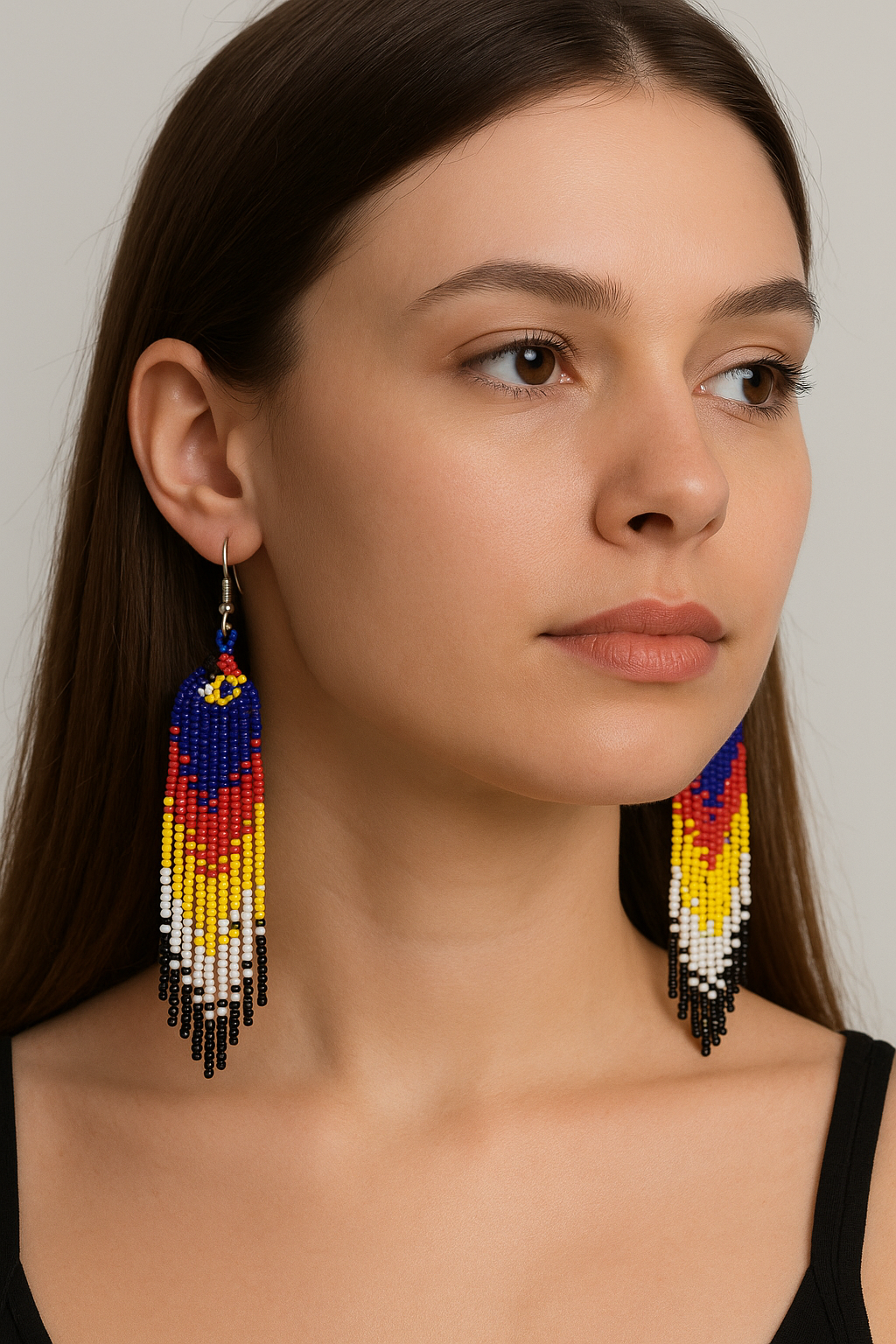 Shine beads Blue Firebird Spirit Beaded Earrings-3