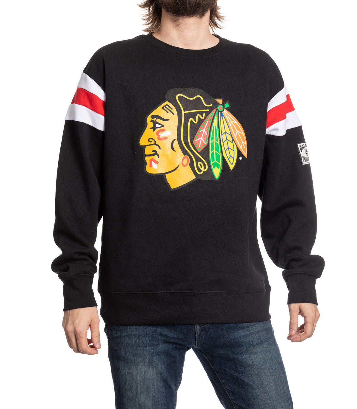 Chicago Blackhawks Varsity Retro Style Crewneck Sweater-1