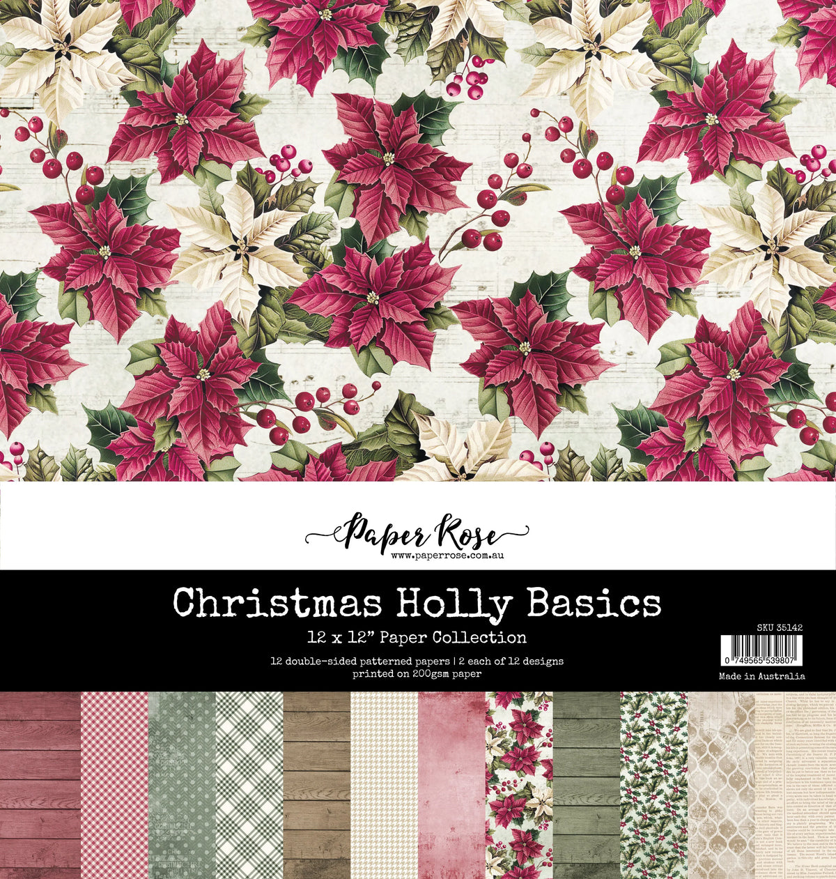 Collection de papiers 30x30 cm "Christmas Holly Basics" 35142