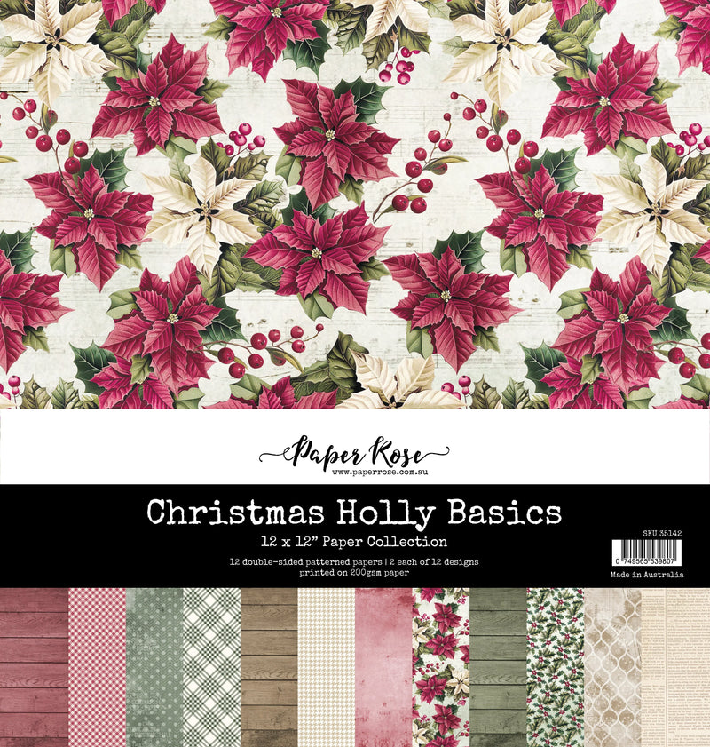 Collection de papiers 30x30 cm "Christmas Holly Basics" 35142-1