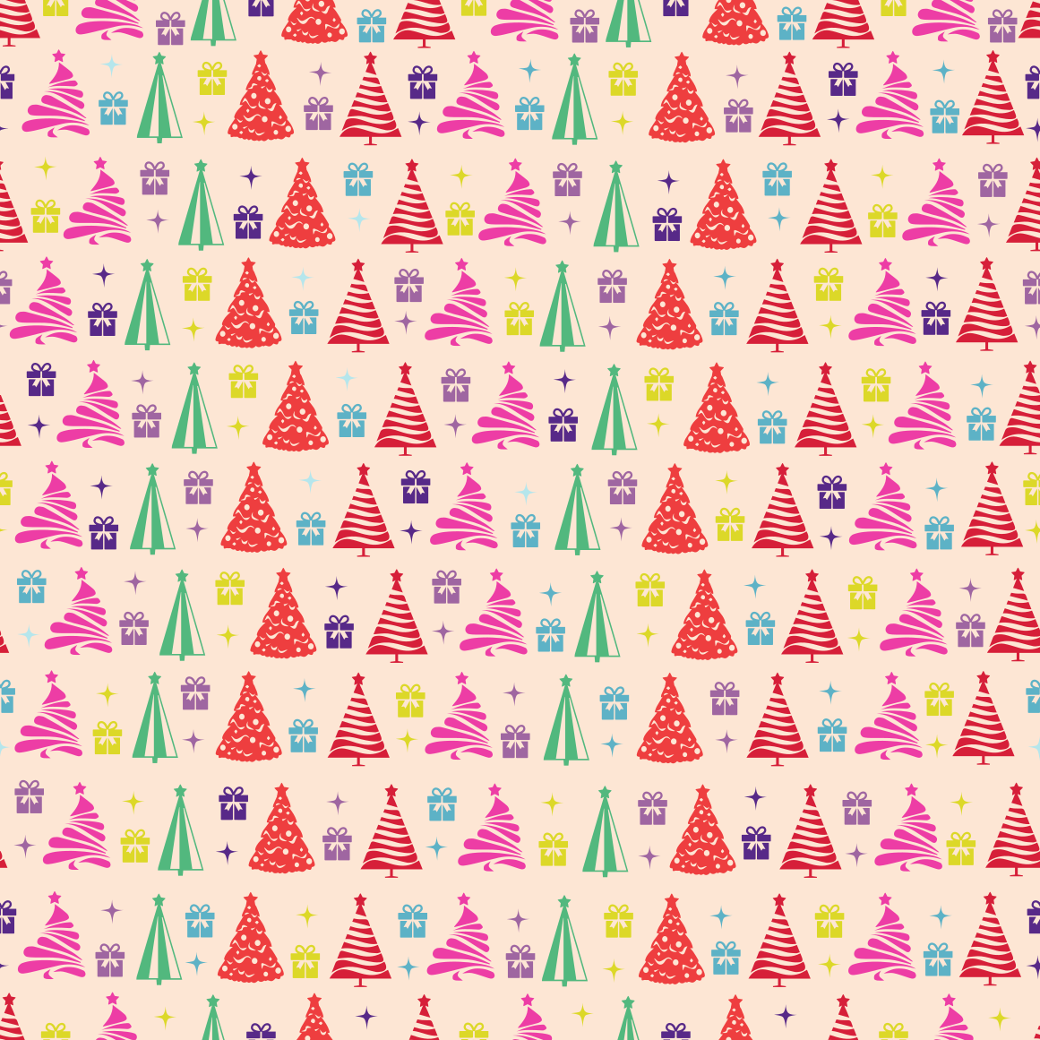 Craft HTV Colorful Christmas Trees, Gifts and Stars Pattern-1
