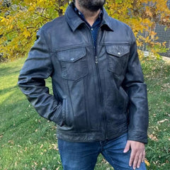 Classic Jean Style Lamb Leather Jacket-1