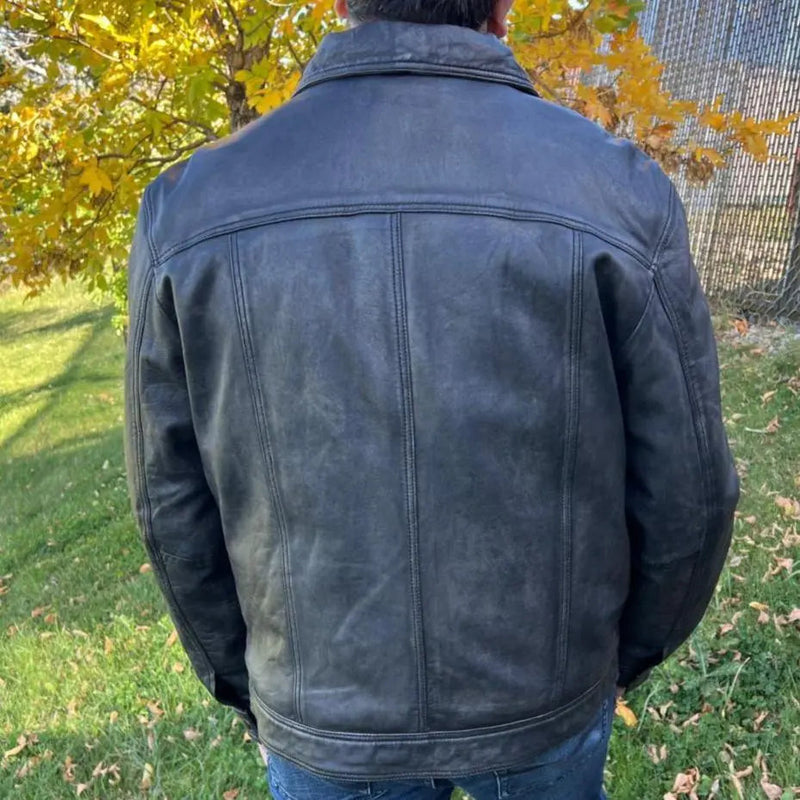 Classic Jean Style Lamb Leather Jacket-2