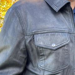 Classic Jean Style Lamb Leather Jacket-3