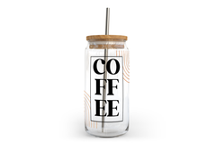 Coffee Boho Glass Can with Bamboo Lid-1