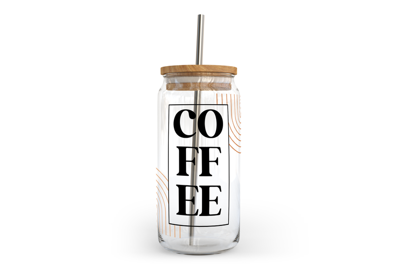 Coffee Boho Glass Can with Bamboo Lid-1