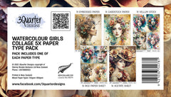 3Quarter Designs Set of 5 Watercolour Collage Prints - Girls-1