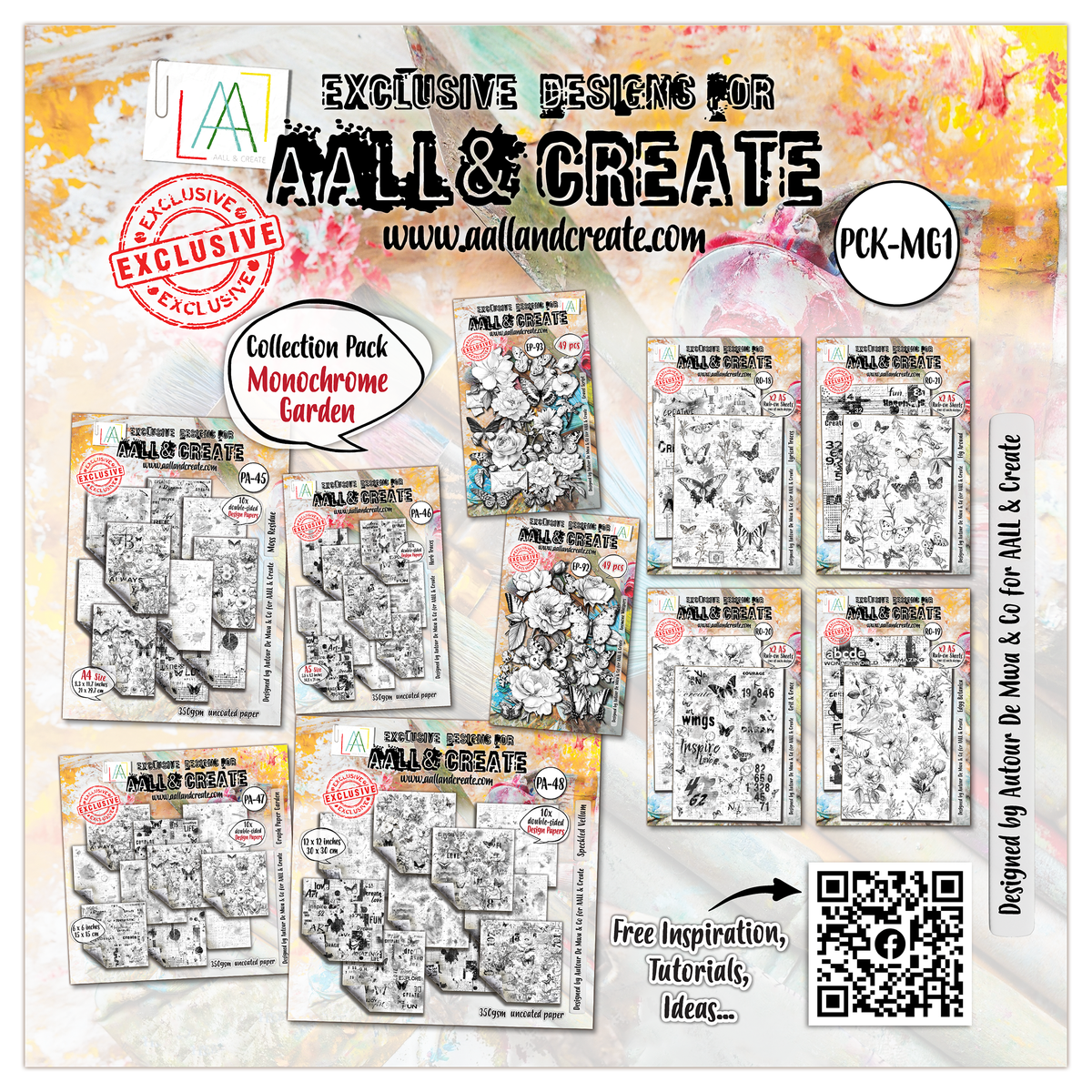 AALL and Create - 12"x12" Collection Pack - Monochrome Garden-1