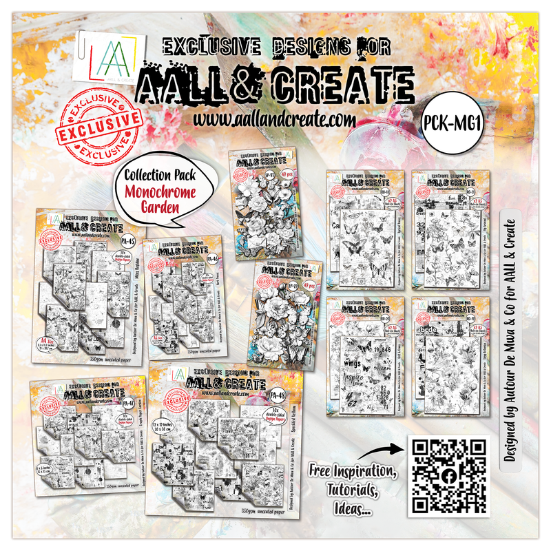 AALL and Create - 12"x12" Collection Pack - Monochrome Garden-1