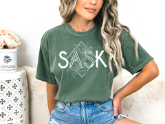 SASK Diamond Line Art Unisex T-shirt | Saskatchewan Clothing-2